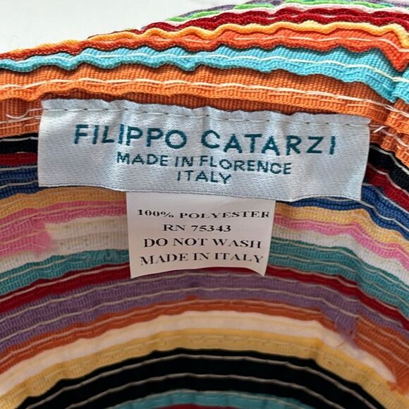 Filippo Catarzi | Y2K Vintage Women’s Rainbow Bucket Hat Italy Stripe Summer - Picture 3 of 11